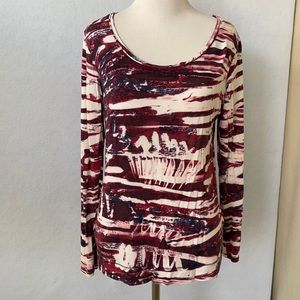 Simply Vera Abstract Long Sleeve Lightweight Tee